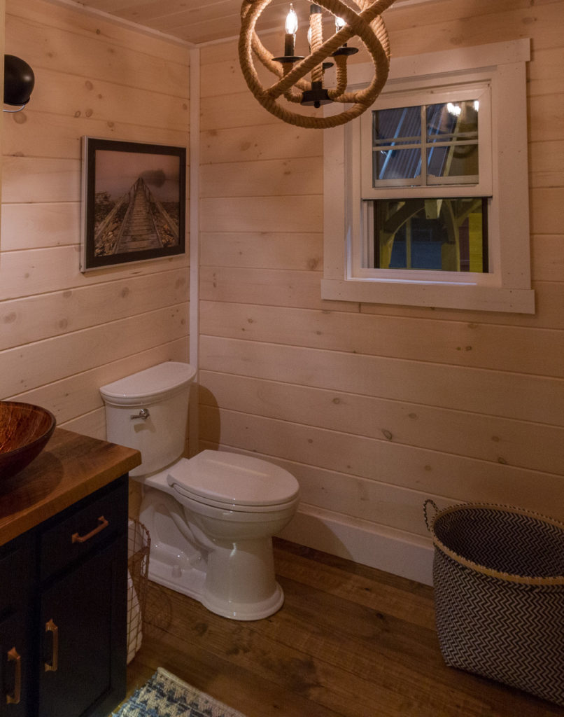 Bathroom of Rocky Ridge Cabin by Weaver Barns of Sugarcreek, Ohio. Amish Country Cabin Builders in Central Ohio.