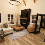 Living area in Cedar Brooke home by Weaver Barns