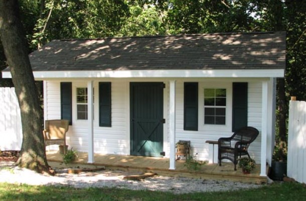 The Weaver Barns Woodshed is extremely versatile! You can use it as a storage shed, she shed, woodshed, cabin and more!