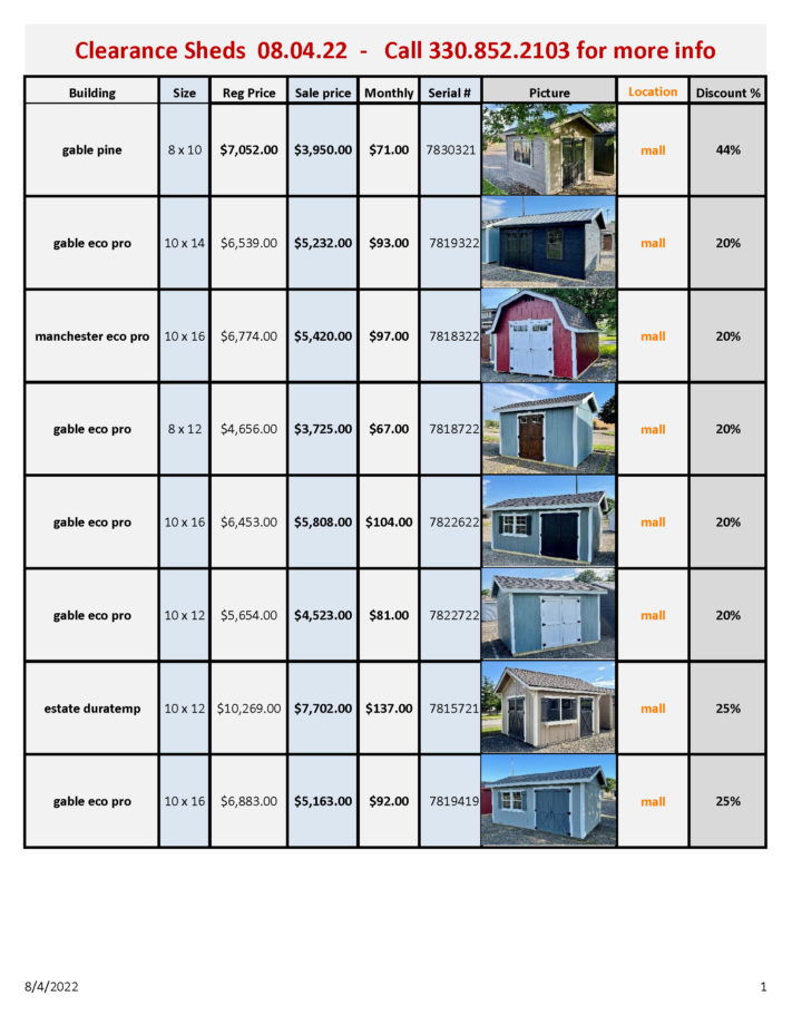 Clearance Sheds & Storage Buildings - Weaver Barns